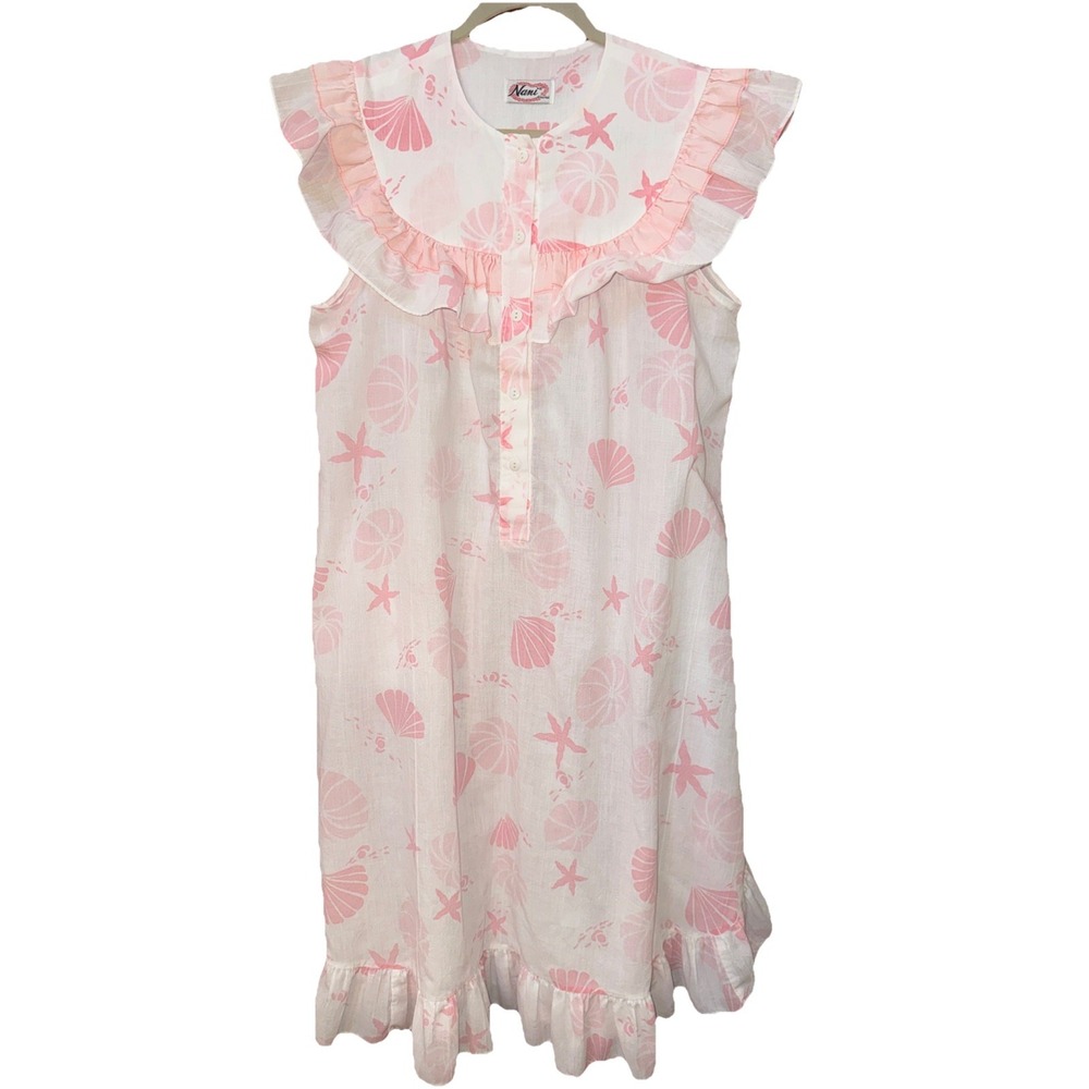 Nani Hawaii Dress Womens Sz M Pink Floral Print Sleeveless 42" l Pockets